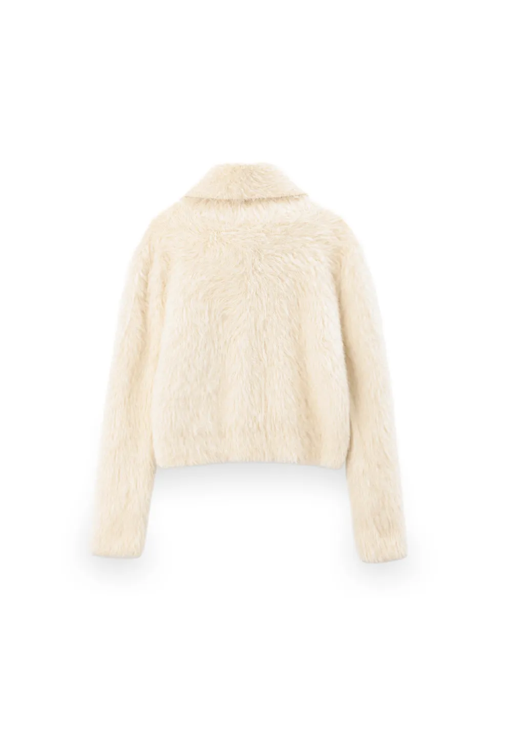Fuzzy Textured Cropped Cardigan with Button Front