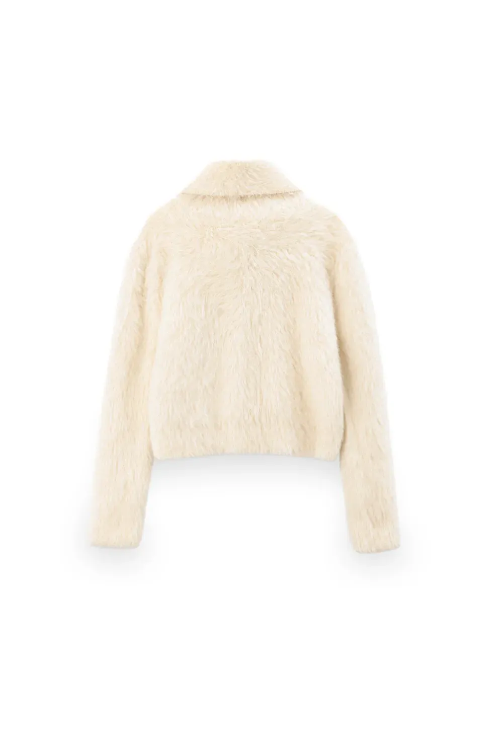 Fuzzy Textured Cropped Cardigan with Button Front