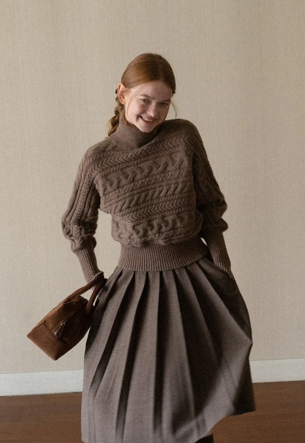 Cable Knit Turtleneck Oversized Sweater