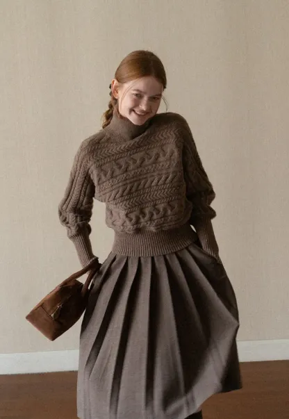 Cable Knit Turtleneck Oversized Sweater