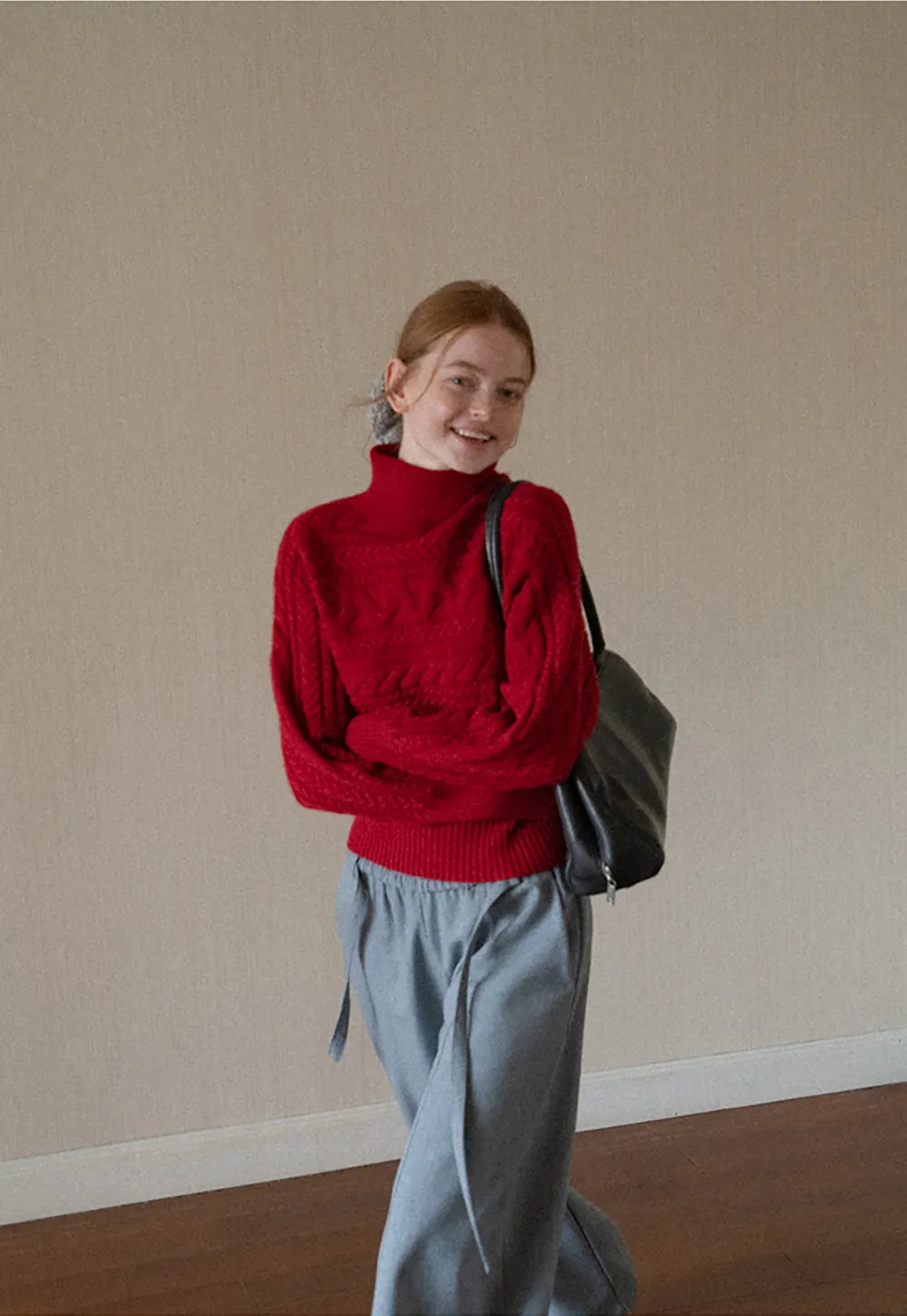 Cable Knit Turtleneck Oversized Sweater