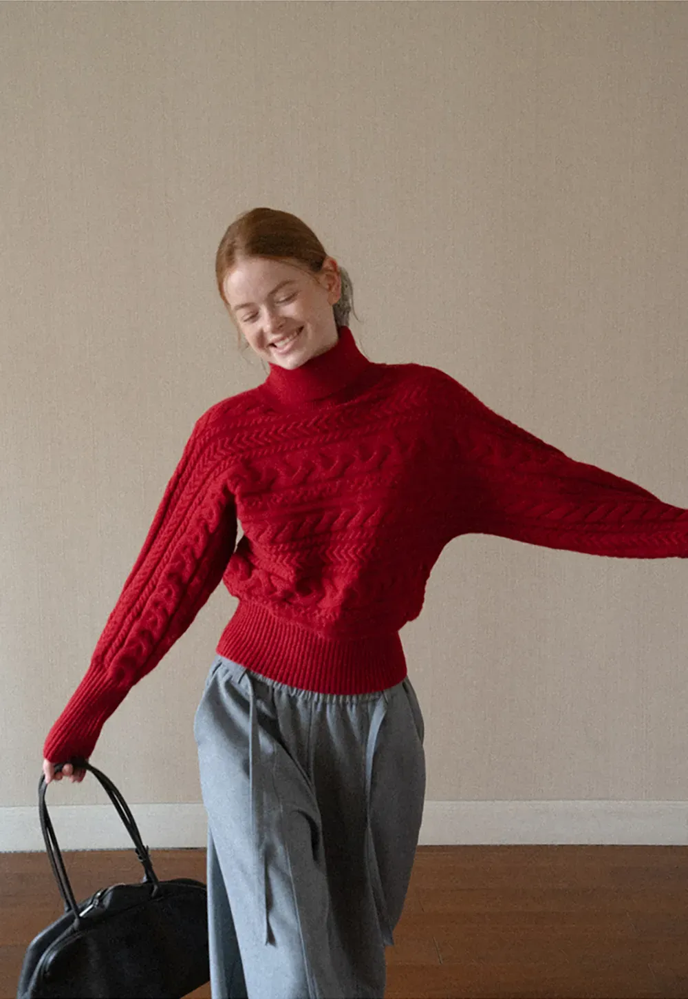 Cable Knit Turtleneck Oversized Sweater