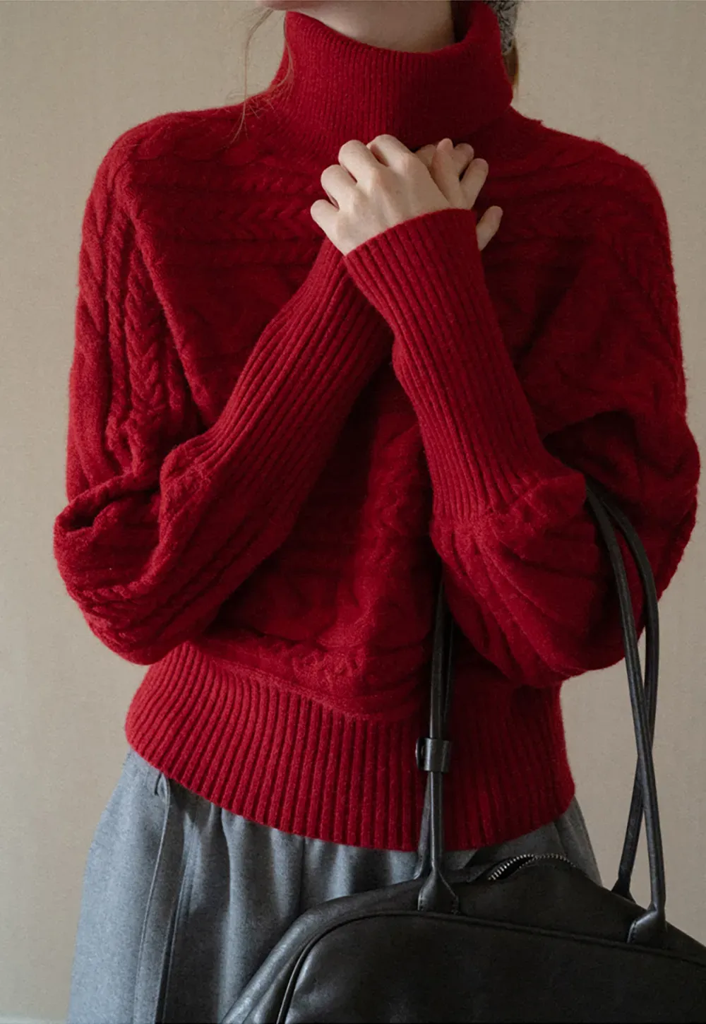 Cable Knit Turtleneck Oversized Sweater
