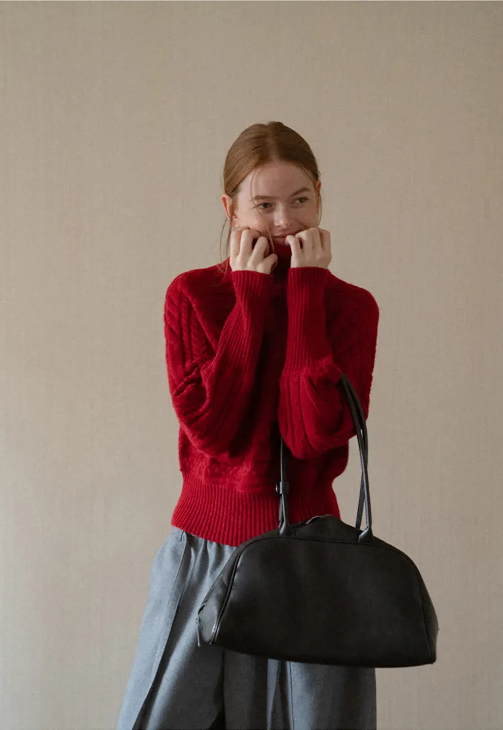 Cable Knit Turtleneck Oversized Sweater