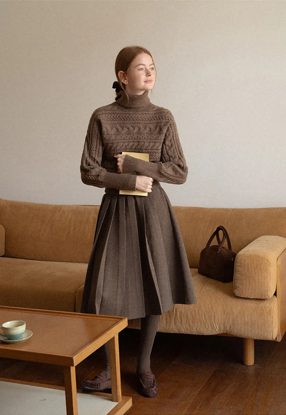 Cable Knit Turtleneck Oversized Sweater