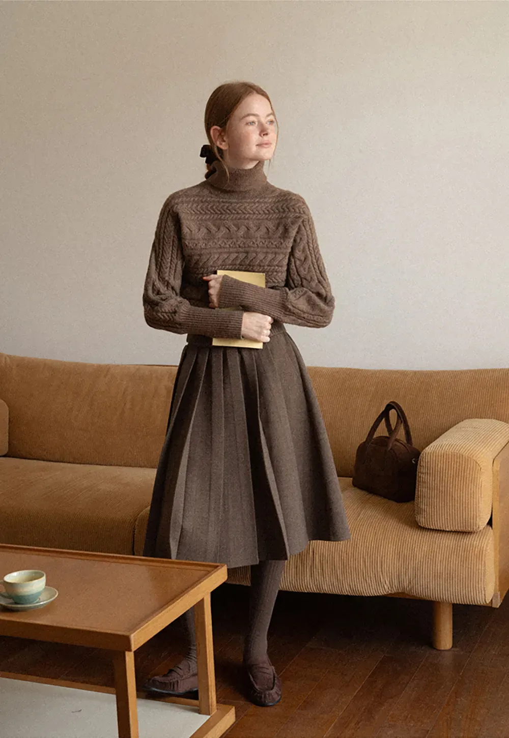 Cable Knit Turtleneck Oversized Sweater