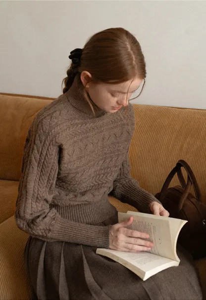 Cable Knit Turtleneck Oversized Sweater