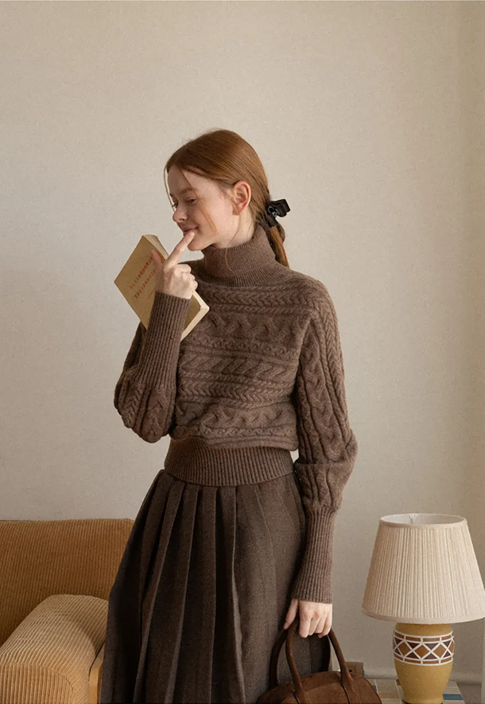 Cable Knit Turtleneck Oversized Sweater