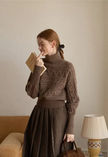 Cable Knit Turtleneck Oversized Sweater