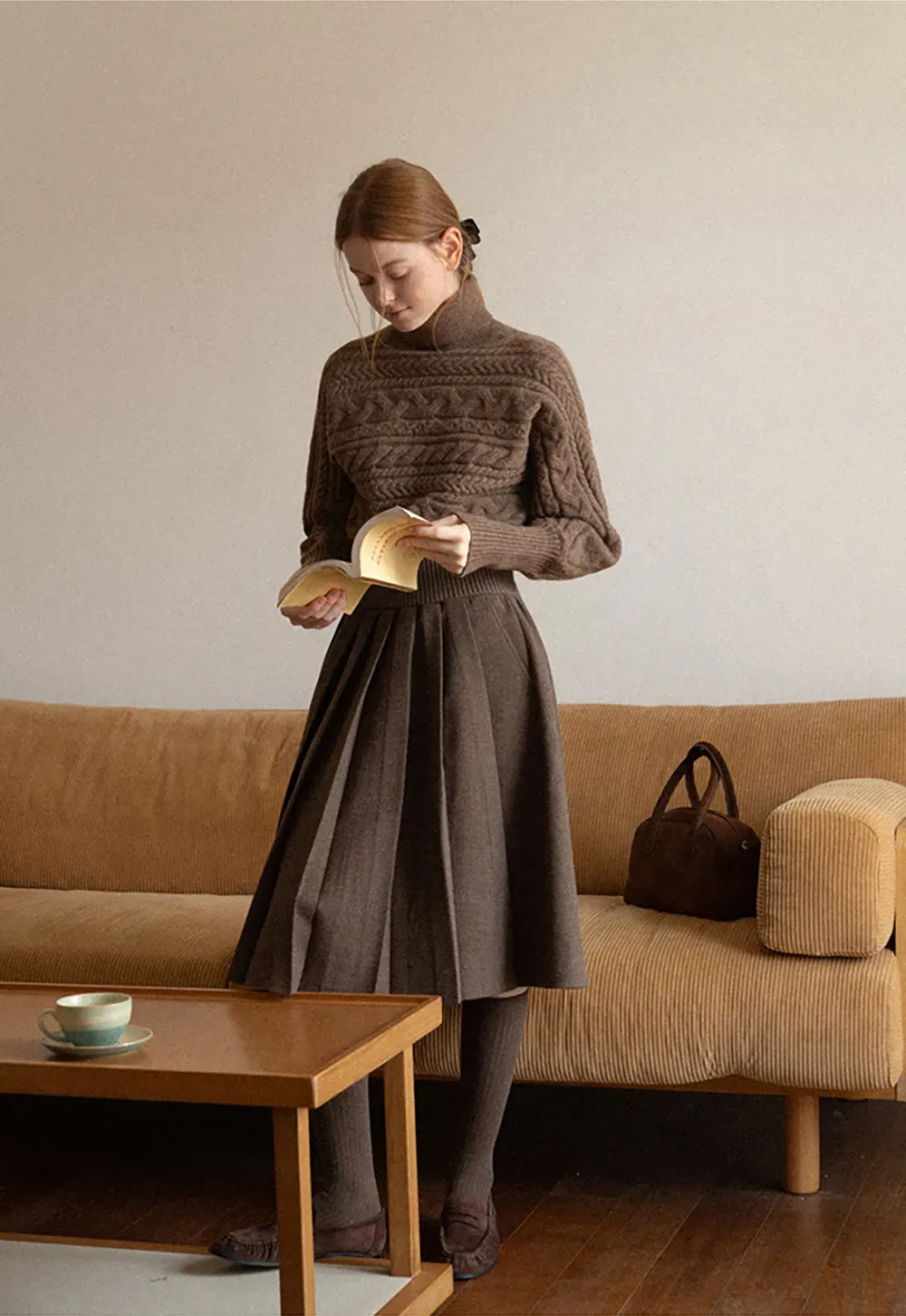Cable Knit Turtleneck Oversized Sweater