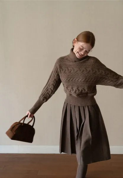 Cable Knit Turtleneck Oversized Sweater