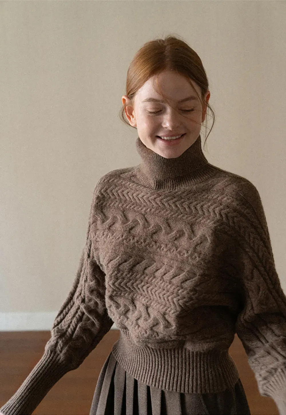 Cable Knit Turtleneck Oversized Sweater