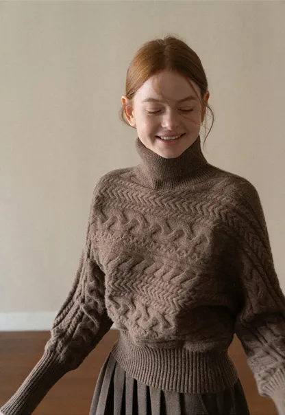 Cable Knit Turtleneck Oversized Sweater