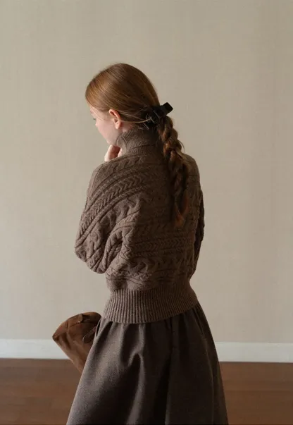 Cable Knit Turtleneck Oversized Sweater
