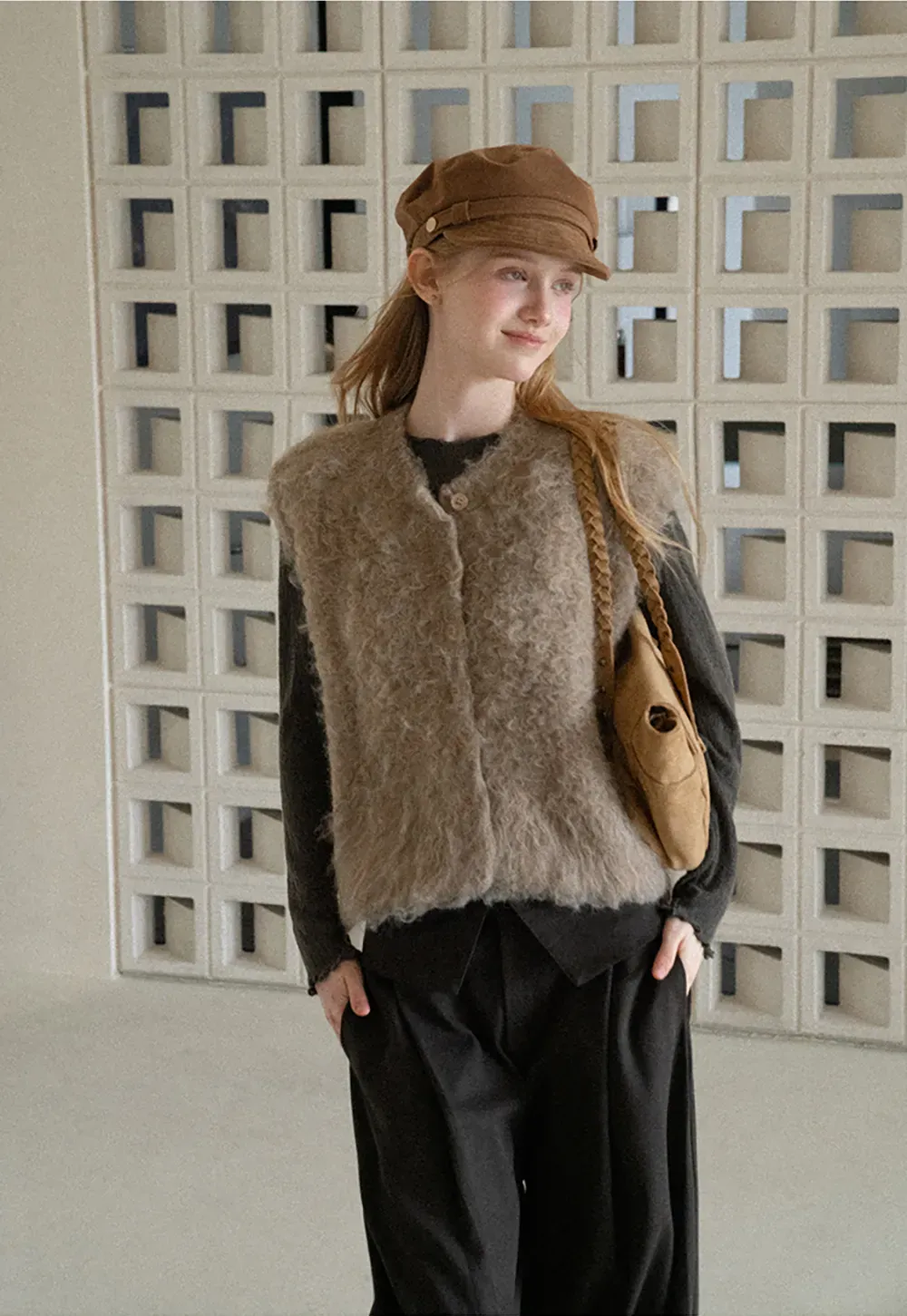 Fluffy Textured Knit Vest