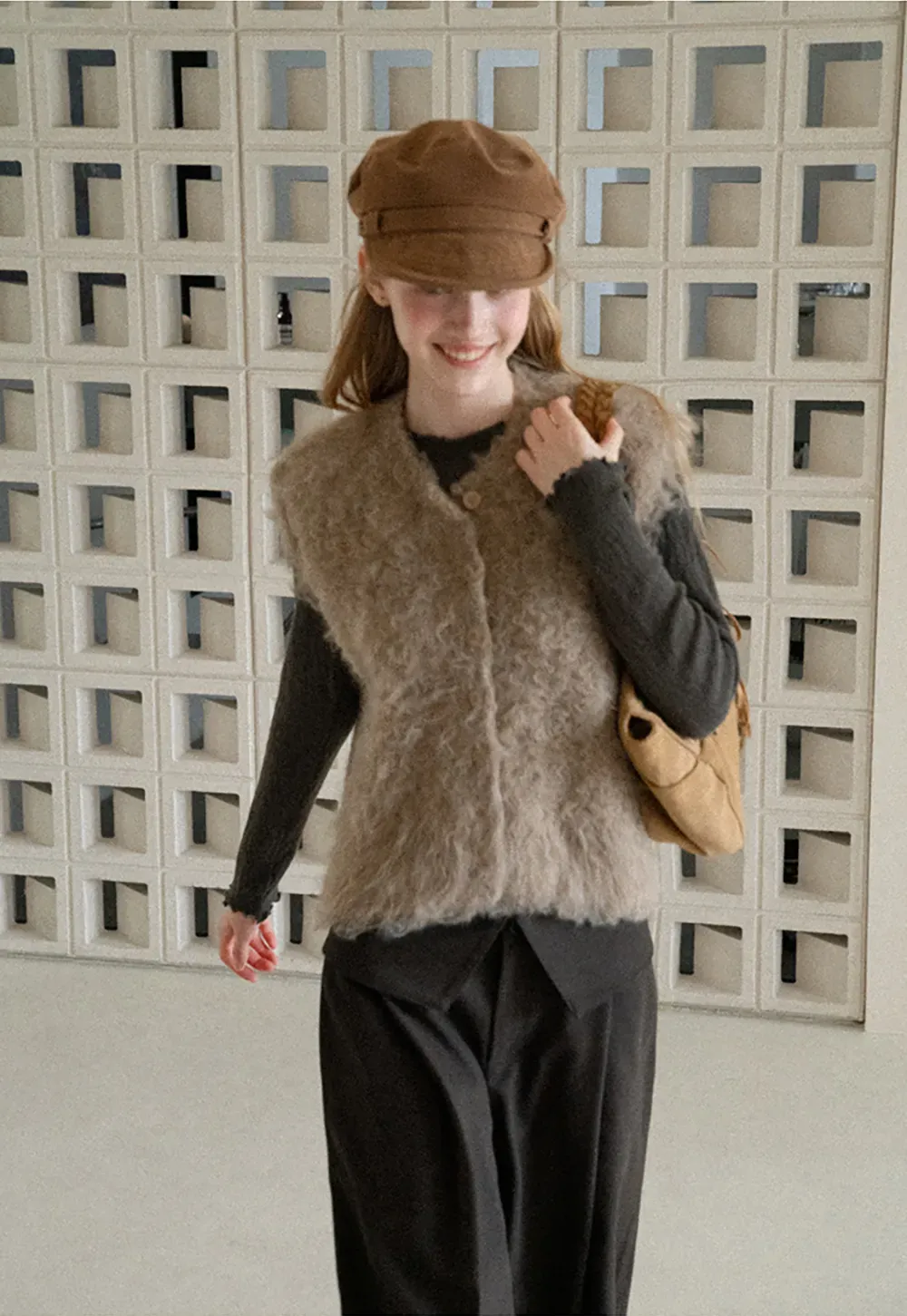 Fluffy Textured Knit Vest