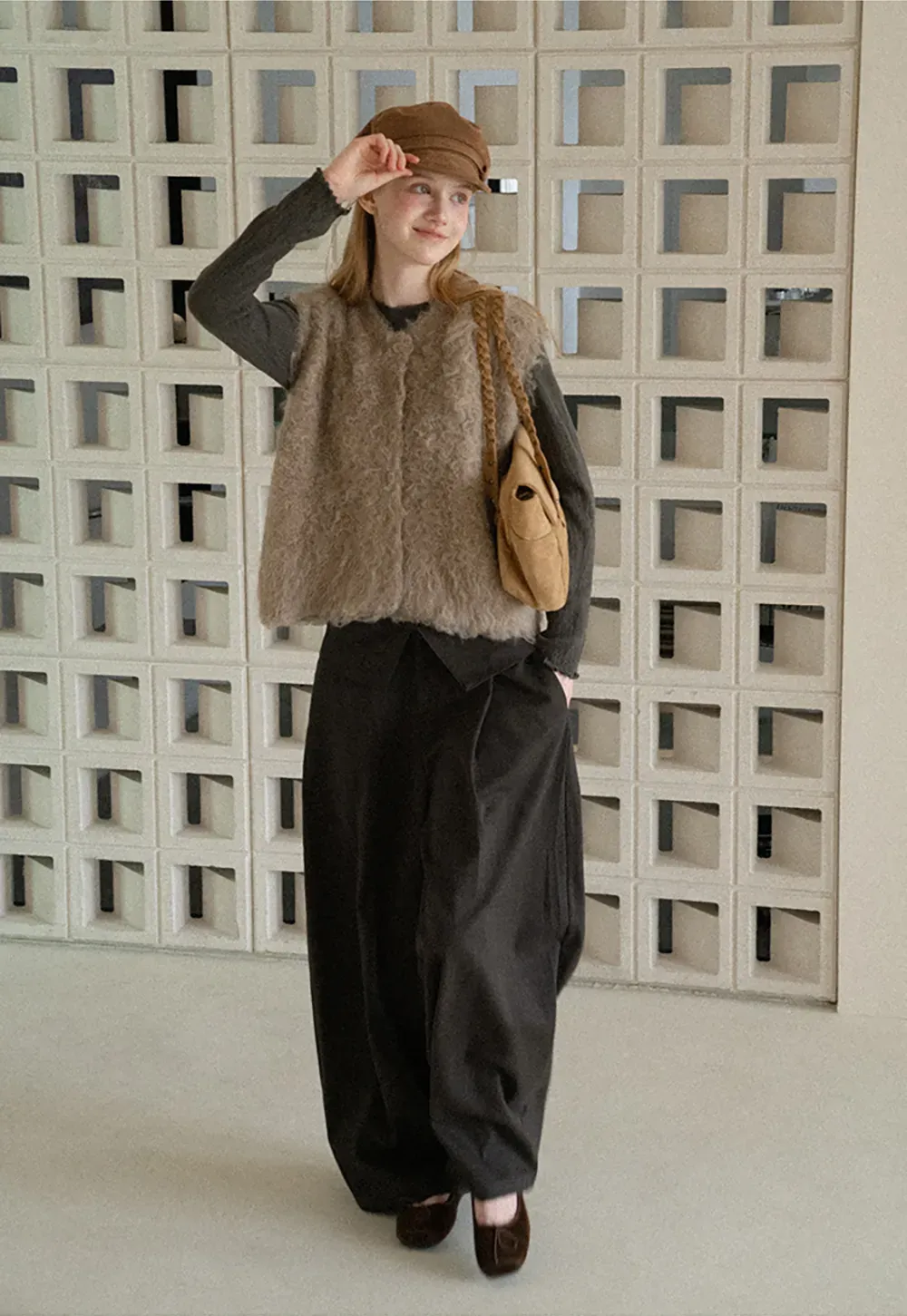 Fluffy Textured Knit Vest