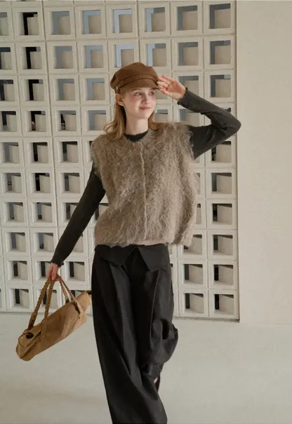Fluffy Textured Knit Vest