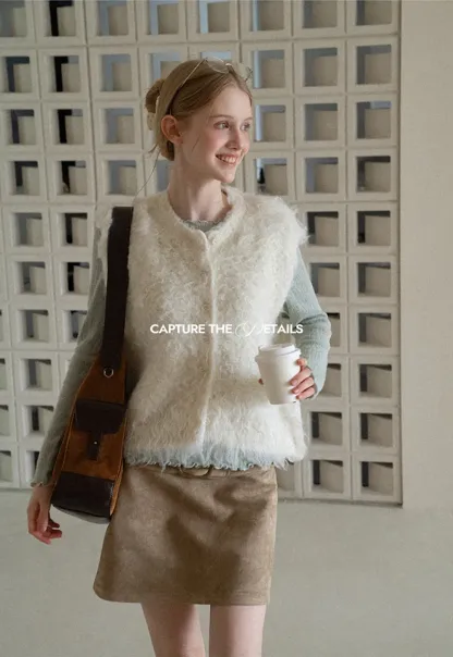Fluffy Textured Knit Vest