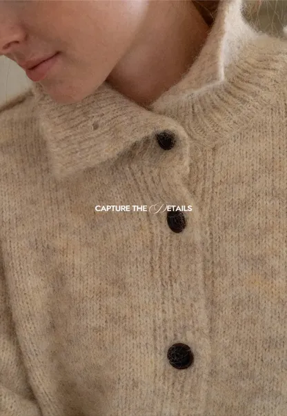 High Collar Button Front Knit Sweater