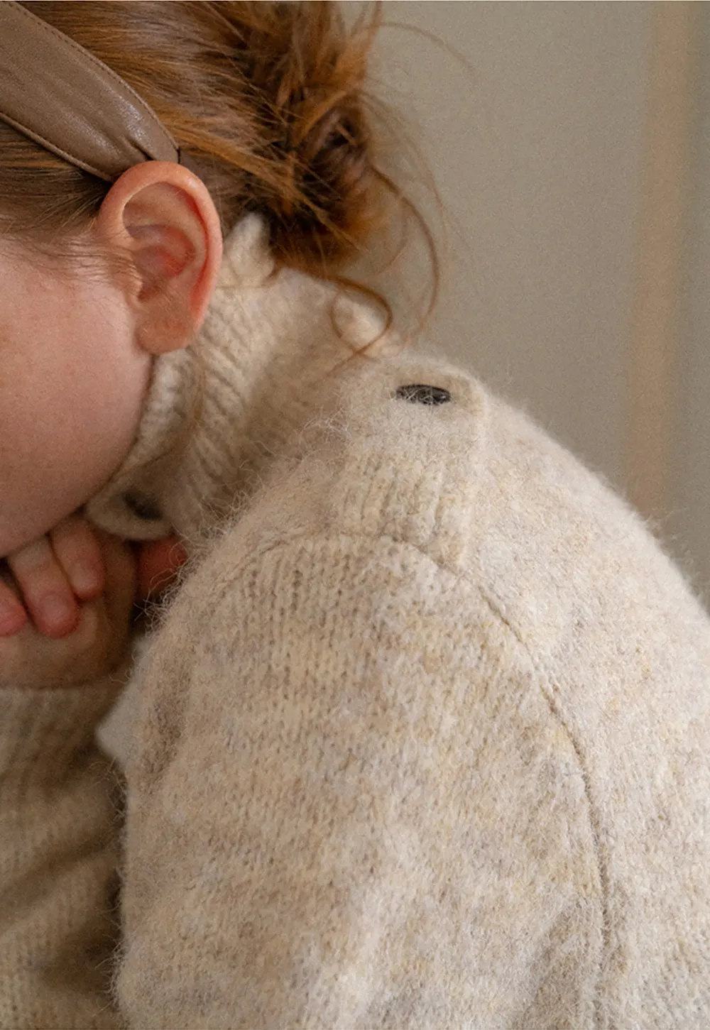 High Collar Button Front Knit Sweater