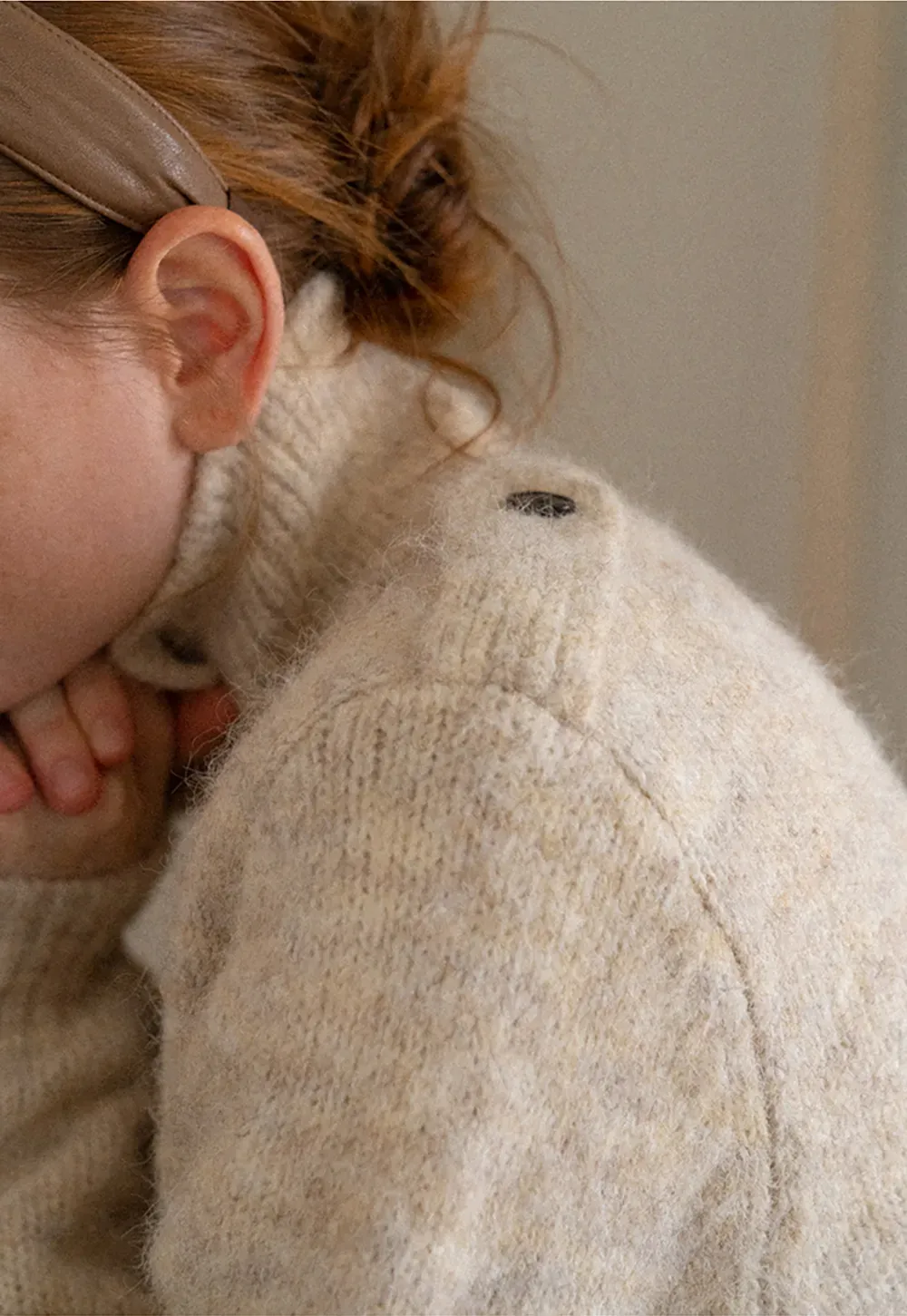 High Collar Button Front Knit Sweater