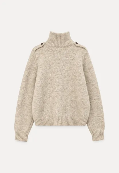 High Collar Button Front Knit Sweater