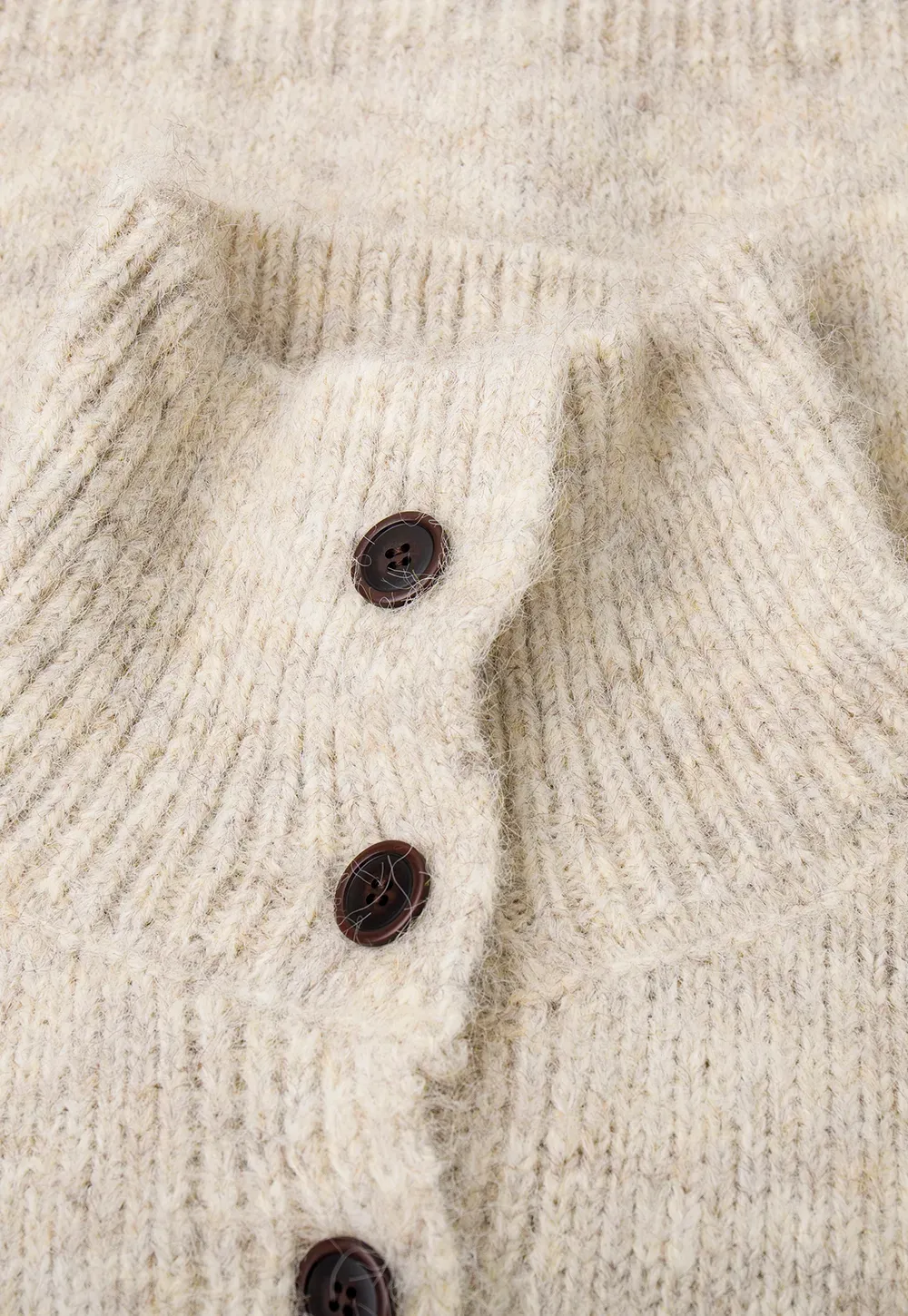 High Collar Button Front Knit Sweater