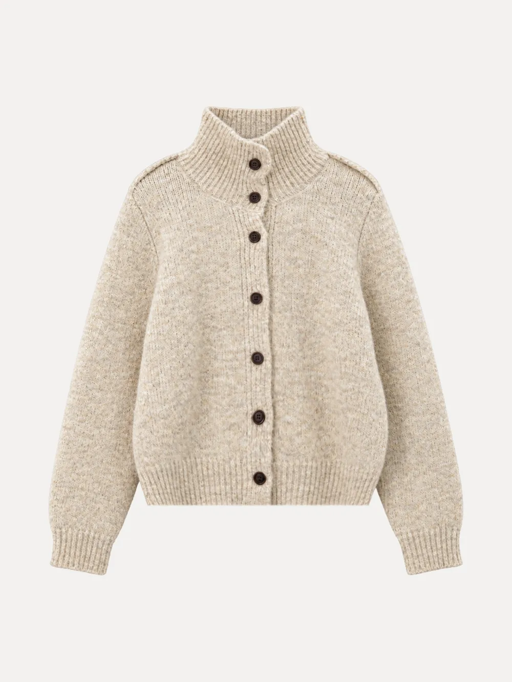 High Collar Button Front Knit Sweater