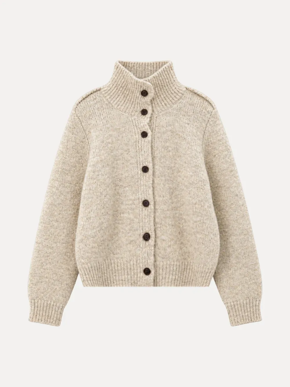 High Collar Button Front Knit Sweater