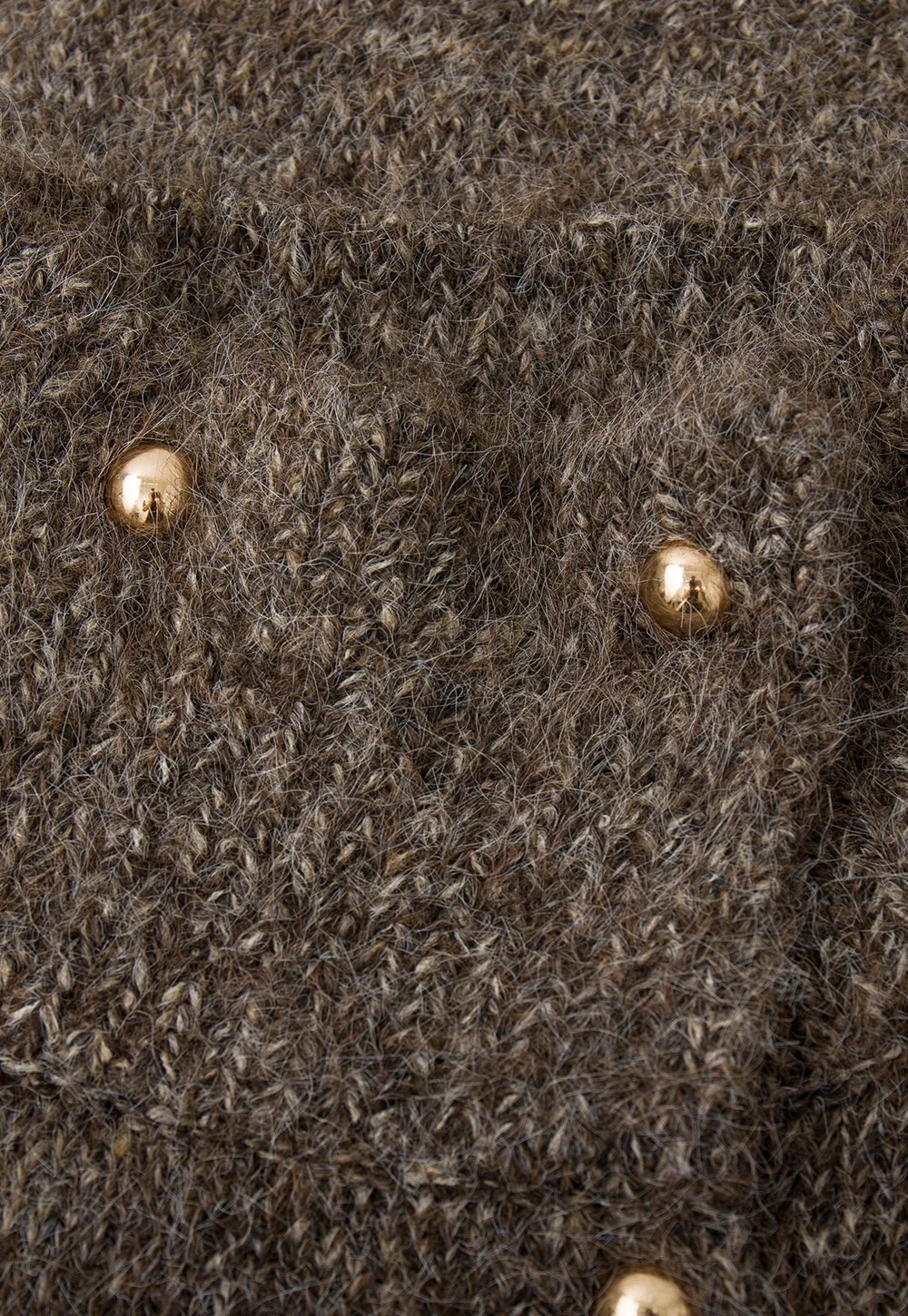 High Neck Cropped Knit Sweater with Gold Button Detail