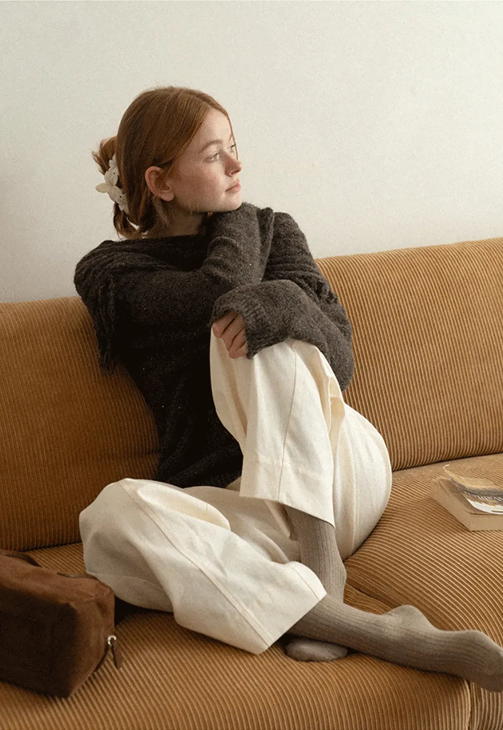 Off Shoulder Fringe Knit Sweater
