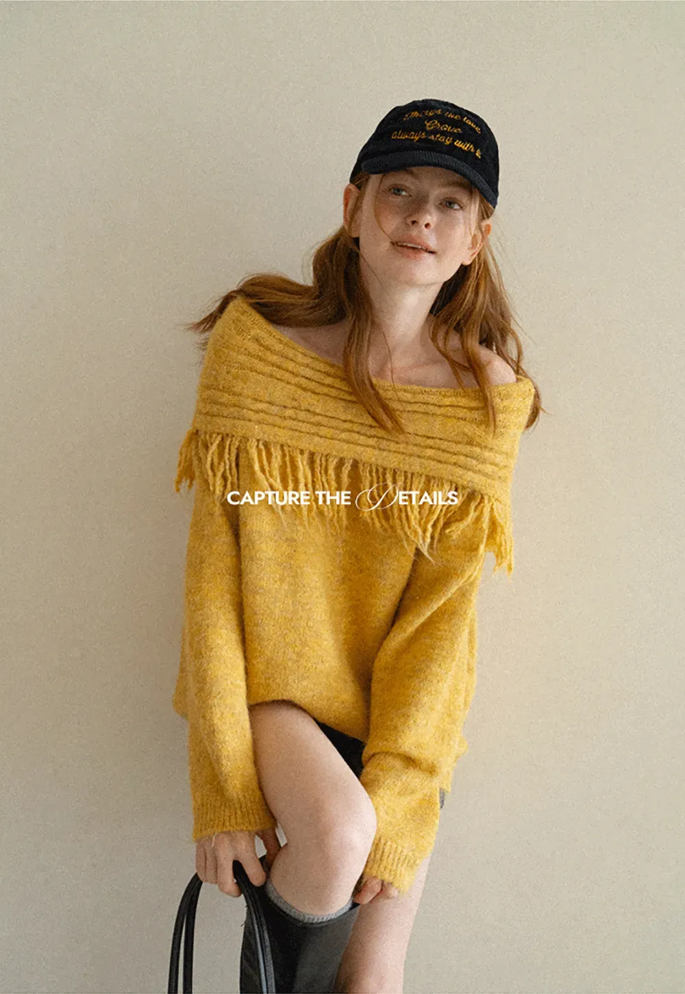 Off Shoulder Fringe Knit Sweater