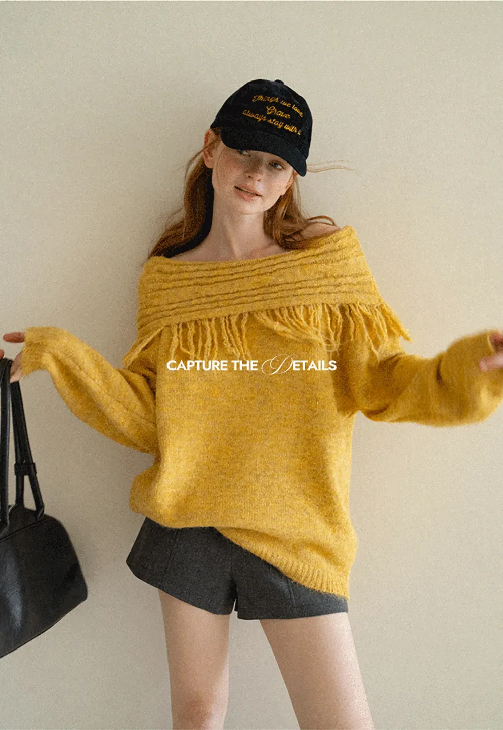 Off Shoulder Fringe Knit Sweater
