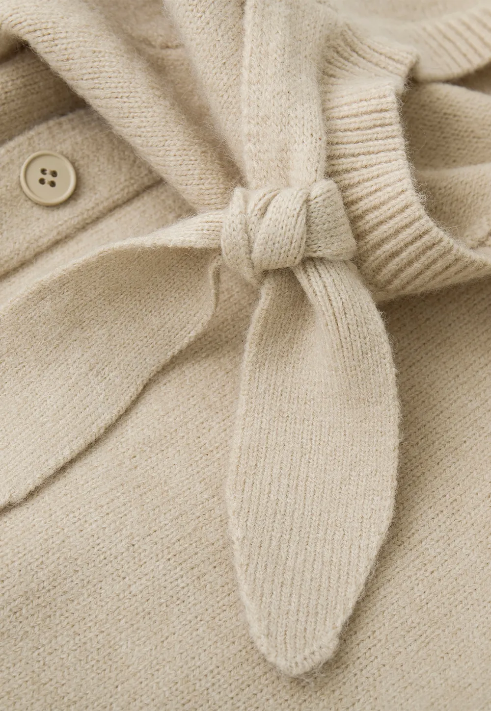 Bow Detail Ribbed Knit Cardigan and Matching Skirt