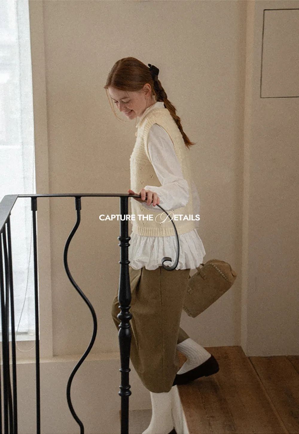 Textured Knit Vest with Peter Pan Collar and Button Closure