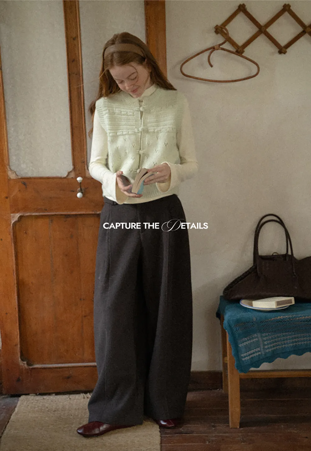 Textured Knit Vest with Peter Pan Collar and Button Closure