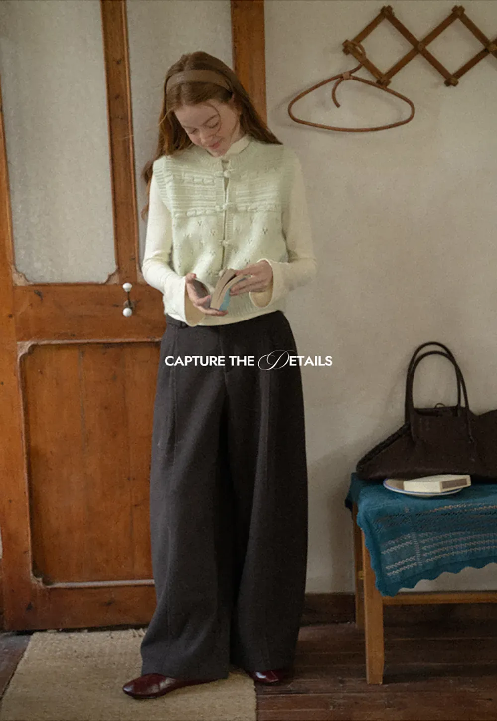 Textured Knit Vest with Peter Pan Collar and Button Closure