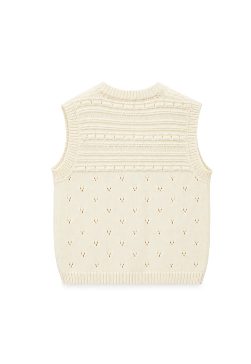 Textured Knit Vest with Peter Pan Collar and Button Closure