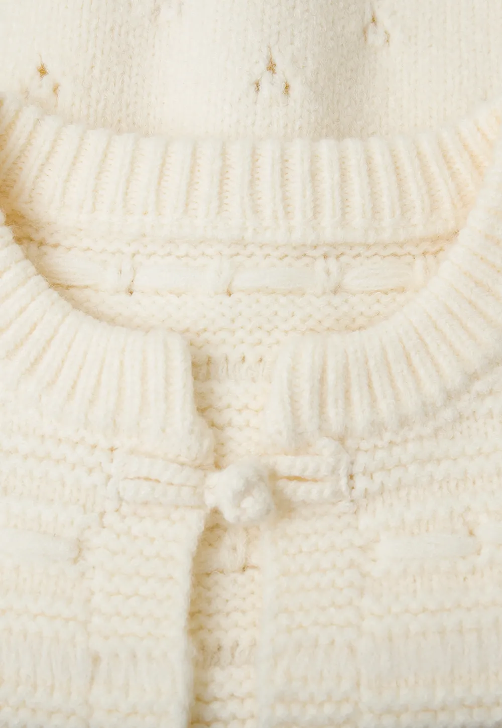 Textured Knit Vest with Peter Pan Collar and Button Closure