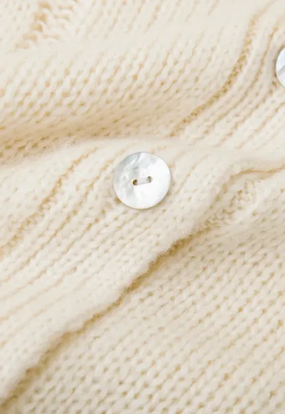 Ruffled Collar Cable Knit Cardigan Sweater