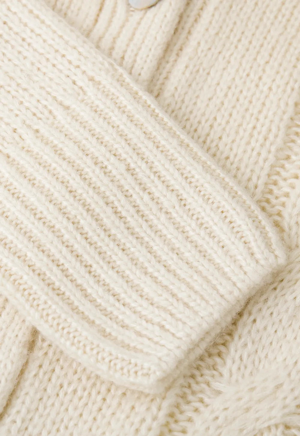 Ruffled Collar Cable Knit Cardigan Sweater