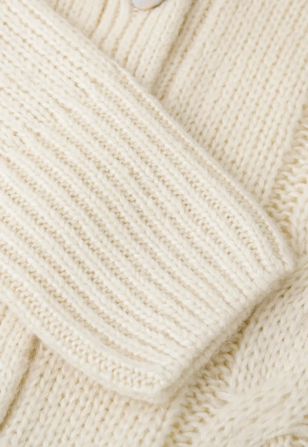 Ruffled Collar Cable Knit Cardigan Sweater