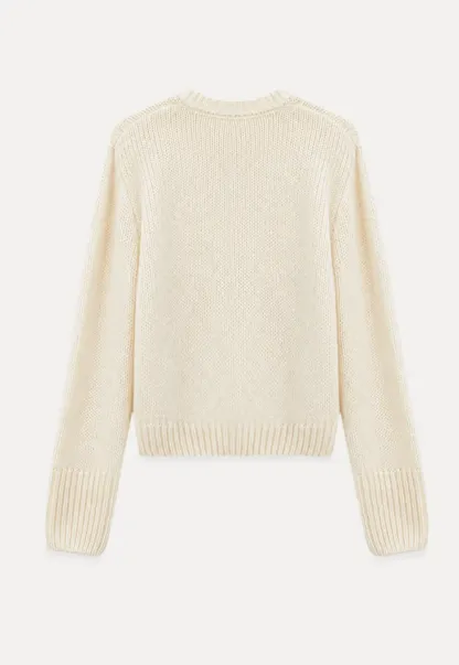 Ruffled Collar Cable Knit Cardigan Sweater