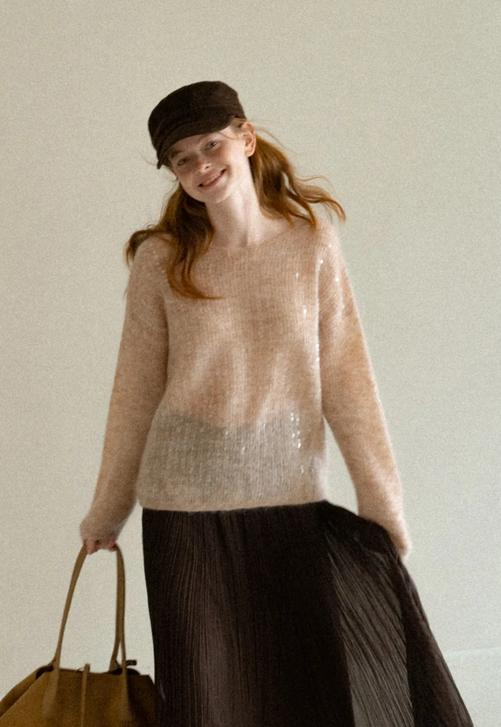 Sequined Sheer Knit Sweater