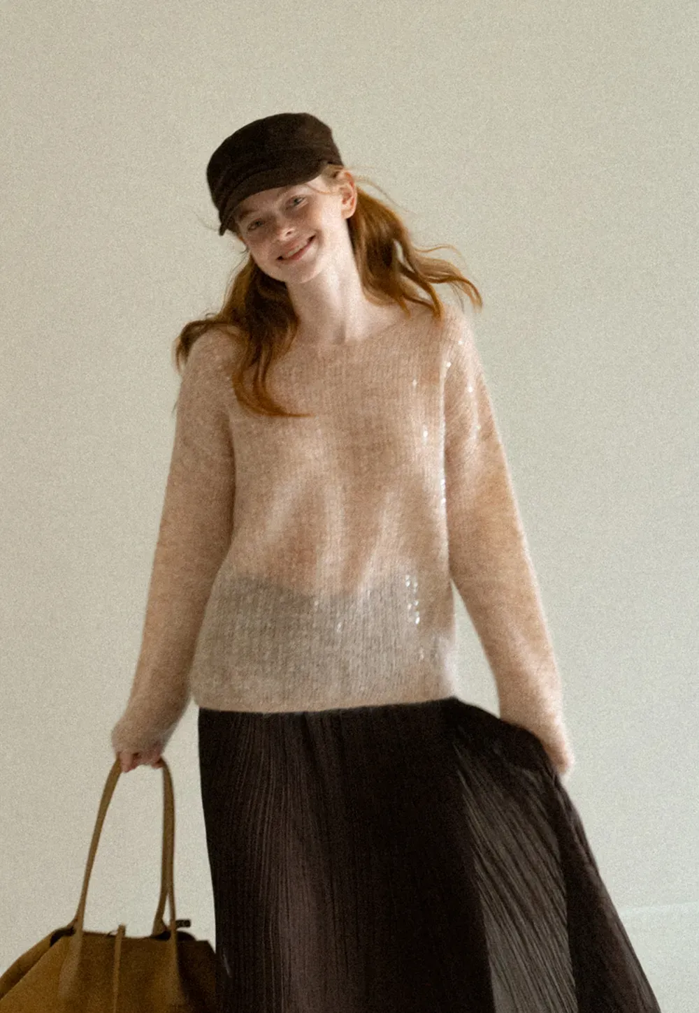 Sequined Sheer Knit Sweater
