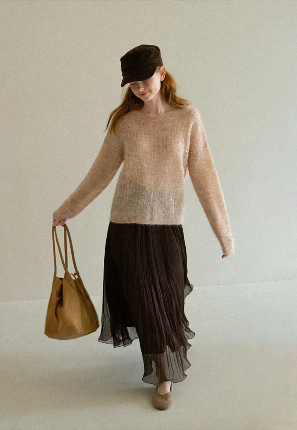 Sequined Sheer Knit Sweater