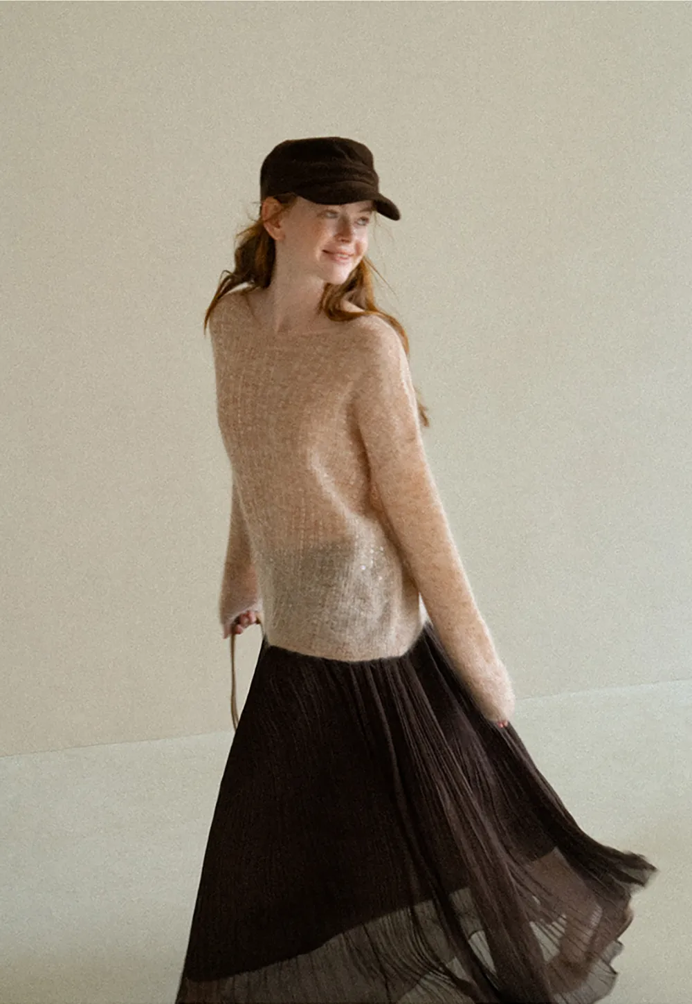 Sequined Sheer Knit Sweater