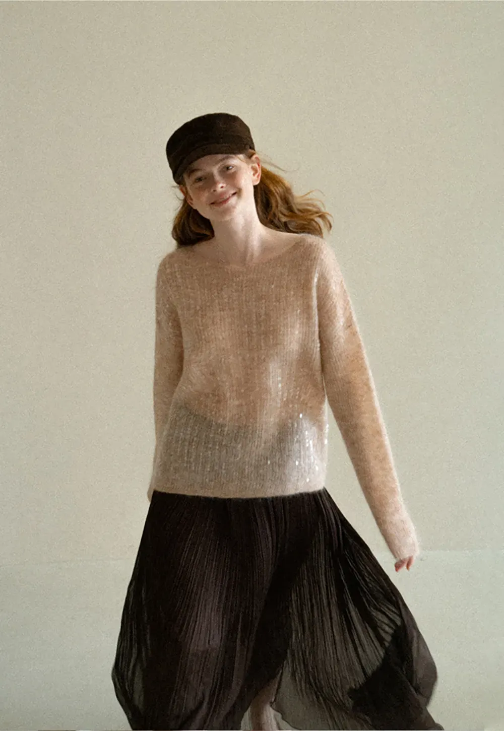 Sequined Sheer Knit Sweater