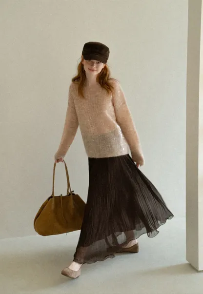 Sequined Sheer Knit Sweater